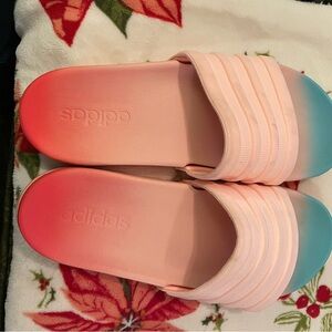 Adidas Women's peach and turquoise  Slide Sandals